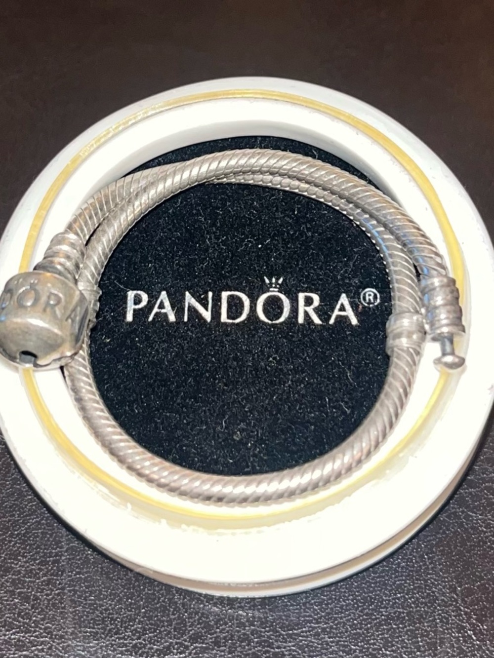 Pandora Silver Snake Chain Bracelet with Barrel Clasp - Picture 2 of 2